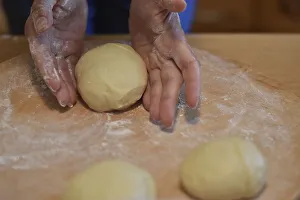 Preparation of steam noodles formed by hand