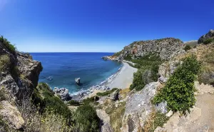 Preveli Beach at the end of the Kourtaliatiko Gorge