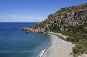 Preveli Beach at the end of the Kourtaliatiko Gorge