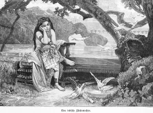 Prince, daughter, young woman, bench