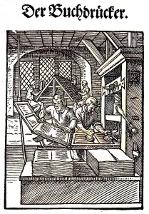 The printer, woodcut from the, Das Staendebuch