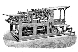 Printing technique, two-tour press for factory printing