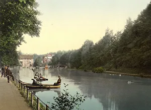 Prinzenteich, a park-like area with gondola pond on the outskirts of Eisenach in Thuringia