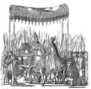 Procession of Emperor Charles V and Pope Clement VII after the double coronation at Bologna in 1530