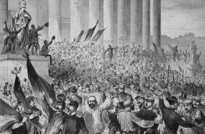 Proclamation of the French Republic by Gambetta in front of the palace of the Legislative body in Paris on 4 September