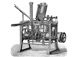 Production of matches, 19th century: Box-filling machine