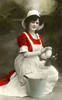 Profession, maid, young cleaning woman