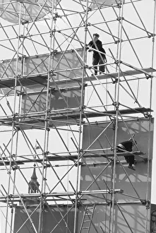 Propaganda, scaffolding for the attachment of a slogan