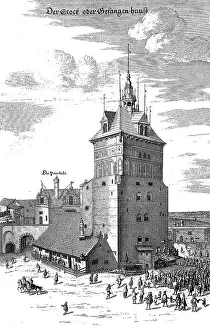 Public flogging in front of the Stockturm in Gdansk