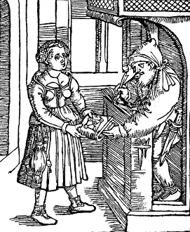 Public scriber, scrivener, woodcut 1522