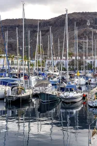 PUERTO DE MOGAN, GRAN CANARIA, CANARY ISLANDS - MARCH 7 : View of the marina in Puerto de Mogan Gran Canaria on March 7