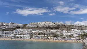 PUERTO RICO, GRAN CANARIA, CANARY ISLANDS - MARCH 9 : View of the beach in Puerto Rico Gran Canaria on March 79 2022