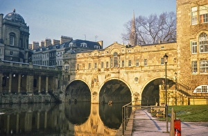 Pulteney Bridge over the River Avon, Bath, North East Somerset, England, United Kingdom Completion 1774 Architect Robert Adam Photography 1977