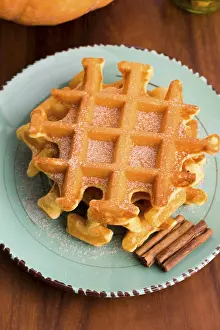 Pumpkin waffles with cinnamon sugar, lodz, poland
