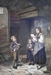 Pupil, boy proudly shows certificate at home