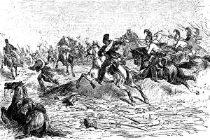 Pursuit of the imperial guard by Prussian cavalry after Napoleon's return from Elba