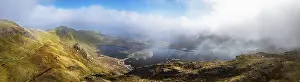 Framed Print : Pyg Track over Llyn Llydaw lake from a drone Framed Print : Pyg Track over Llyn Llydaw lake from a drone