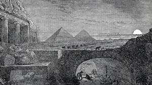 Pyramids and catacombs with mummies at night