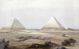The Pyramids of Geezeh, Gize, Egypt, c. 1850, Historical, digitally restored reproduction from a 19th century original, exact date unknown, AI generated, Africa