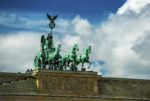 Quadriga at the top of the Brandenburg Gate in Berlin