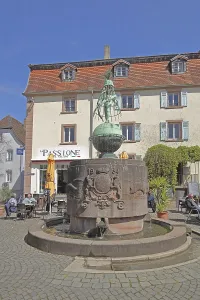 Quak fountain built in 1934 with relief and sculpture