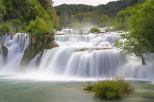 Wonderful Europe - Our National Parks Prints: A quiet, gentle waterfall in the middle of a green