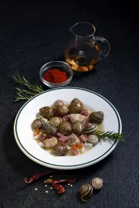 Rabbit dish with escargots