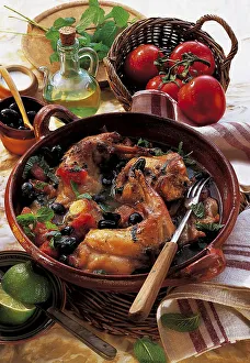 Rabbit with olives and tomatoes, Tunisia, Africa