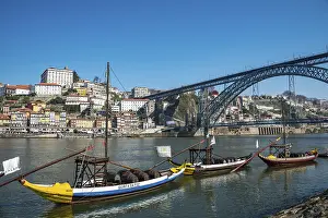 Rabelo boats, port wine boats on the river Rio Douro