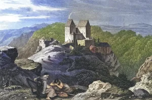 Rabeneck Castle, around 1850, high medieval noble castle