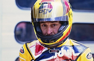 Racer Dirk Raudies (DEU), portrait, Honda RS 125 ccm, Motorcycle World Championship 1991, Grand Prix (GP) of Germany at the Hockenheimring on 26 May 1991, Germany, Europe