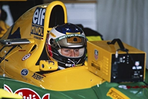 Racing driver Michael Schumacher in the cockpit of the yellow Benetton B193 at the Formula 1 Grand Prix at the Hockenheimring on 25 July 1993, Germany, Europe