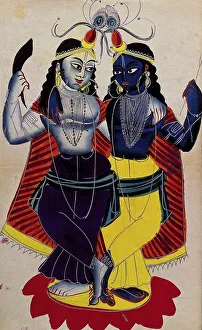 Radha and Krishna on a lotus flower
