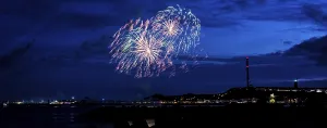 Radiant luminous colours, atmospheric fireworks in red