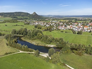 The Radolfzeller Aach with the village of Hausen an der Aach