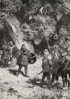 Ragnachar, a Frankish petty king is being killed by Clovis