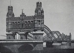 Railway bridge over the river Elbe near Hamburg