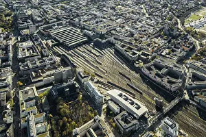 Railway station, aerial view, bird's eye view