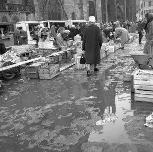 Rain puddles on the market place