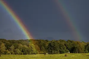Rainbow over the beech forest, Megalithic Park of Legaire
