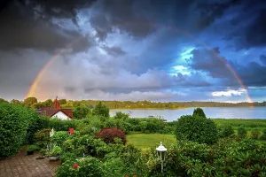 Rainbow over the GroBer Ponitzer See in Ponitz am See