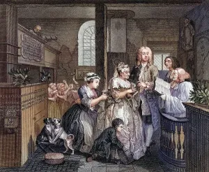 The Rakes Progress Marries an old maid From an original picture by Hogarth from The Works of Hogarth published London