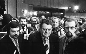 A rally of the Christian Democratic Union (CDU) with CSU chairman Franz-Josef Strauss on 12 December 1974 in Duisburg