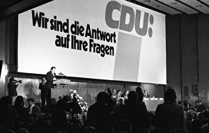 A rally of the Christian Democratic Union (CDU) with CSU Chairman Franz-Josef Strauss in Duisburg on 12 December 1974