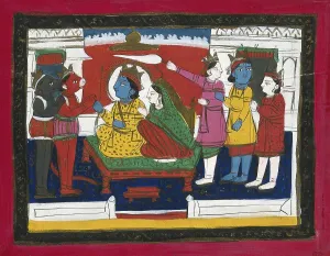 Rama and Sita enthroned with Hanuman