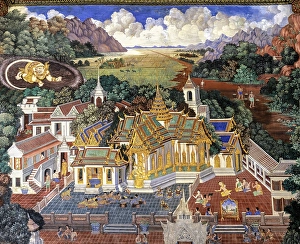 Ramakien, restored murals on the Phra Rabieng tour