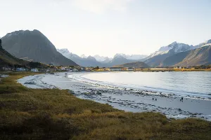 Ramberg beach at sunset, Ramberg, Lofoten, Norway