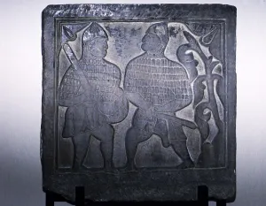 Rare example of Islamic art with human faces on a panel in the Museum of Turkish and Islamic Art, Istanbul, Turkey, Asia