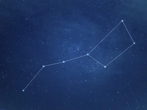 Really north sky with Big Dipper Constellation with lines
