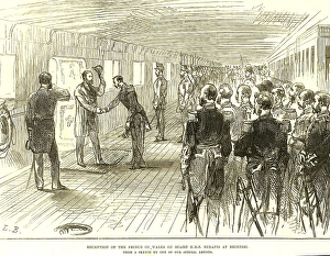 Reception of the Prince of Wale son board HMS Serapis at Brindisi, Italy, Europe